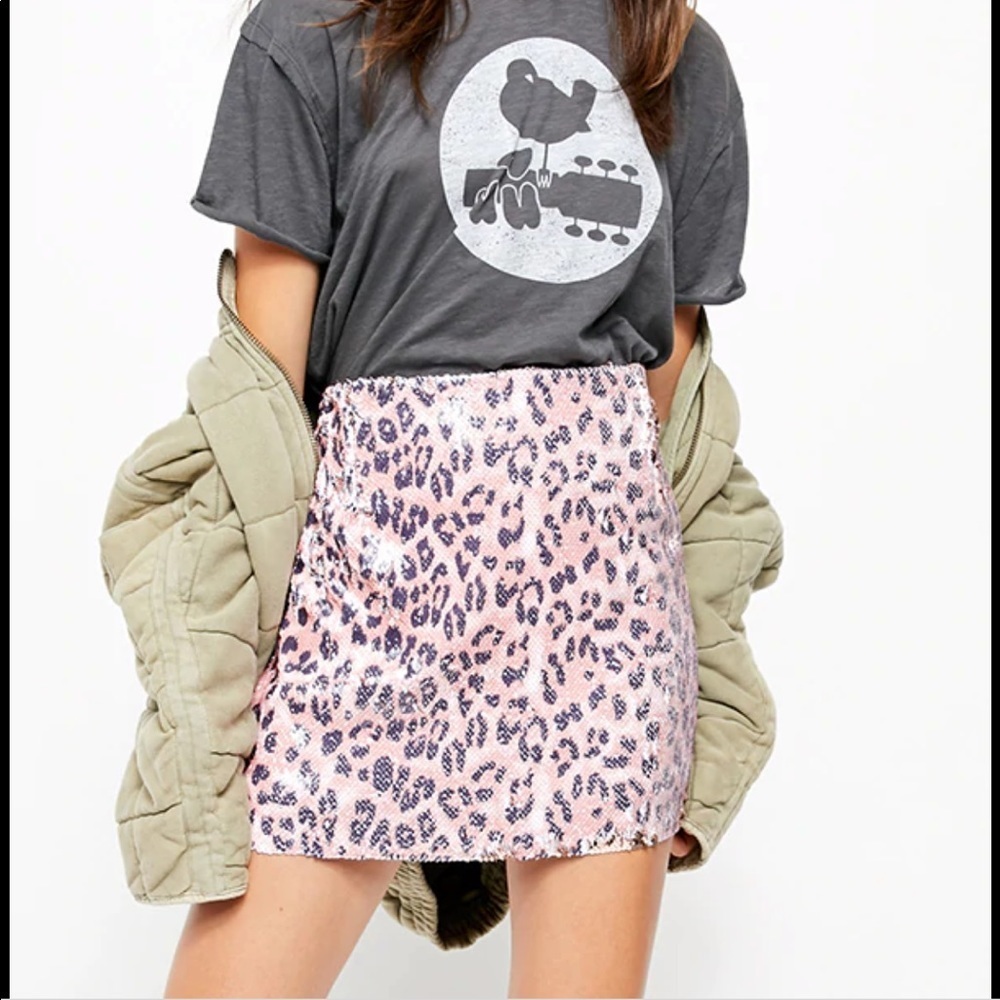 Skinny Sequin Leopard Mini Skirt